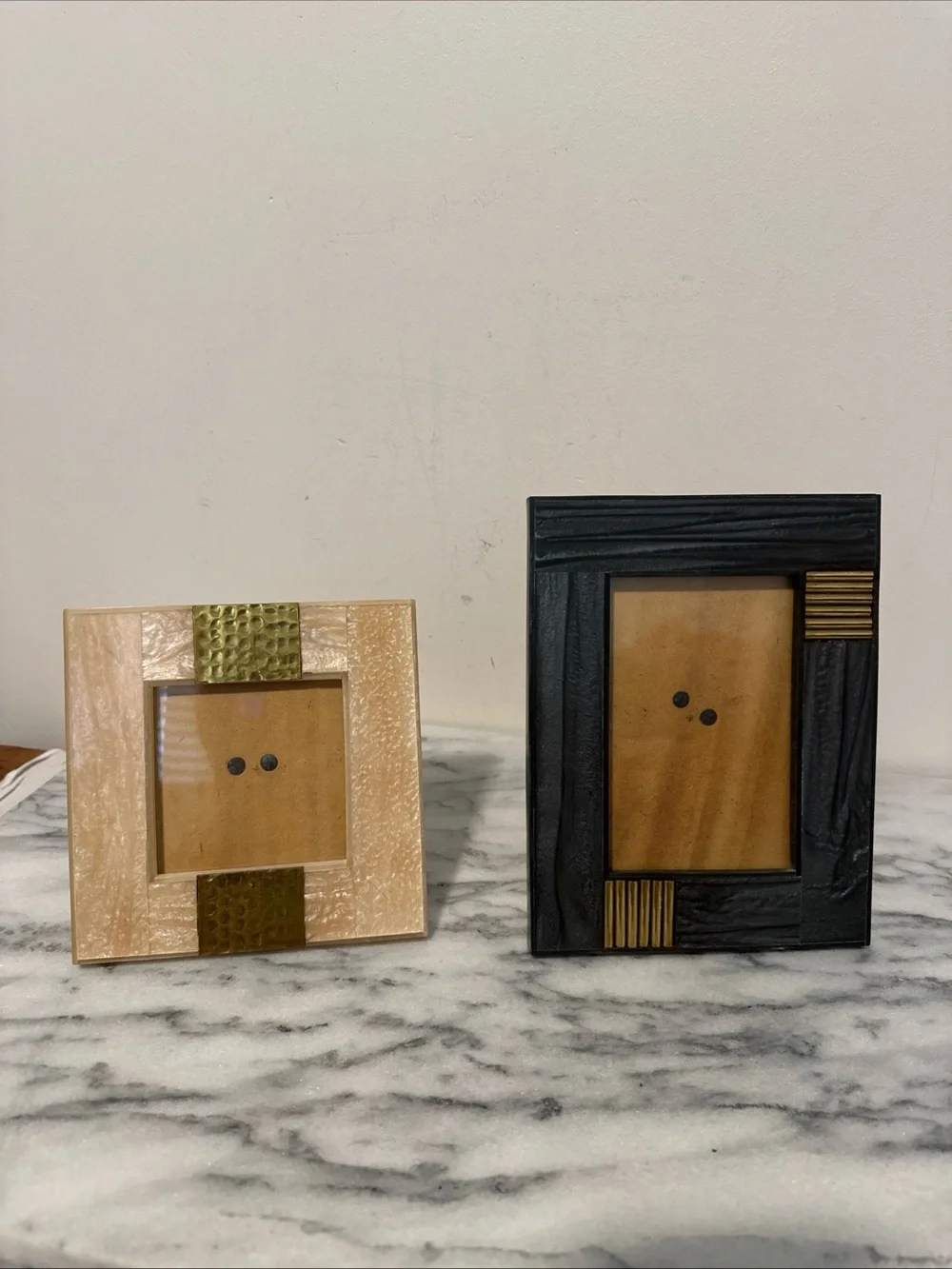 Anthropologie Neutral and Black Decorative Photo Frame Set - Home Accents